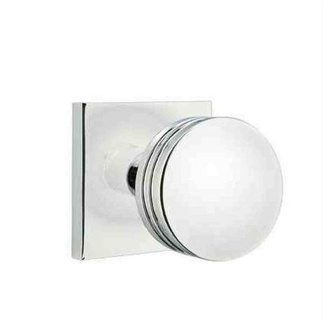 Emtek 5210BNUS15XUS19 Knob 2-3/8" Backset Privacy with Square Rose for 1-1/4" to 2" Door - Reversible Satin Nickel by Flat Black