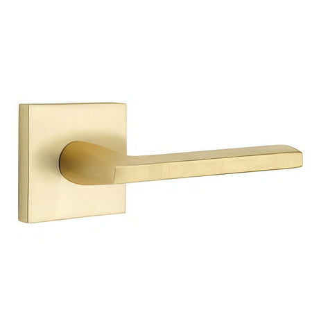 Emtek 5210HLOUS3NLRH 5210HLOUSRH Helios Lever Right Hand Privacy With Square Rose Unlacquered Brass