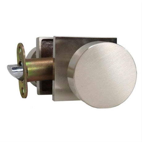 Emtek 5210ROUUS15.RLS Knob 2-3/8" Backset with Radius Latch Strike Privacy with Square Rose for 1-1/4" to 2" Door Satin Nickel