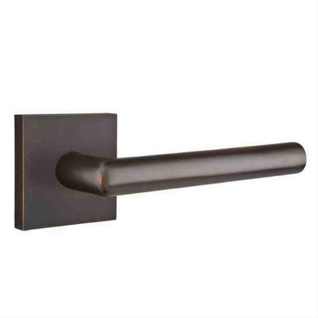 Emtek 5210STUUS10BLH Lever Left Hand 2-3/8" Backset Privacy with Square Rose for 1-1/4" to 2" Door Oil Rubbed Bronze