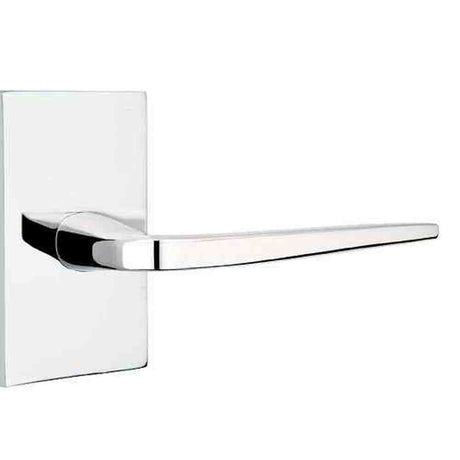 Emtek Lever Left Hand 2-3/8" Backset Privacy with Modern Rectangular Rose for 1-1/4" to 2" Door in Polished Chrome