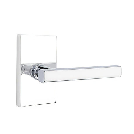 Emtek 5212FRLUS26RH 5212FRLUSRH Freestone Lever Right Hand 2-3/8" Backset Privacy With Modern Rectangular Rose Polished Chrome