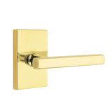 Emtek 5212FRLUS3NLRH 5212FRLUSRH Freestone Lever Right Hand 2-3/8" Backset Privacy With Modern Rectangular Rose Unlacquered Brass