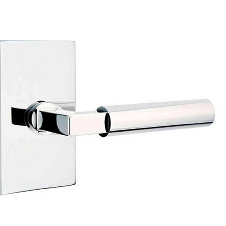 Emtek 5212HECUS26LH Lever Left Hand 2-3/8" Backset Privacy with Modern Rectangular Rose for 1-1/4" to 2" Door Polished Chrome