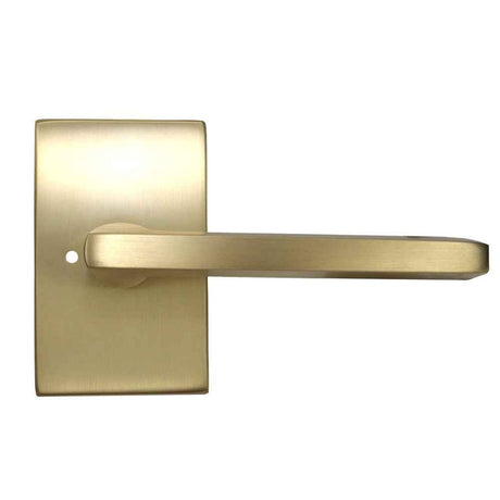 Emtek Lever Right Hand 2-3/8" Backset with Radius Latch Strike Privacy with Modern Rectangular Rose for 1-1/4" to 2" Door in Satin Brass