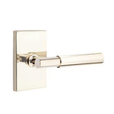 Emtek 5212MYLUS14LH 5212MYLUSLH Myles Lever Left Hand 2-3/8" Backset Privacy With Modern Rectangular Rose Polished Nickel Lifetime