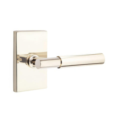 Emtek 5212MYLUS14LH 5212MYLUSLH Myles Lever Left Hand 2-3/8" Backset Privacy With Modern Rectangular Rose Polished Nickel Lifetime