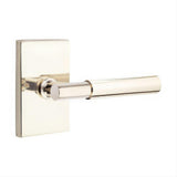 Emtek 5212MYLUS14RH 5212MYLUSRH Myles Lever Right Hand 2-3/8" Backset Privacy With Modern Rectangular Rose Polished Nickel Lifetime