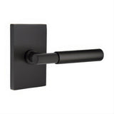 Emtek 5212MYLUS19RH 5212MYLUSRH Myles Lever Right Hand 2-3/8" Backset Privacy With Modern Rectangular Rose Flat Black