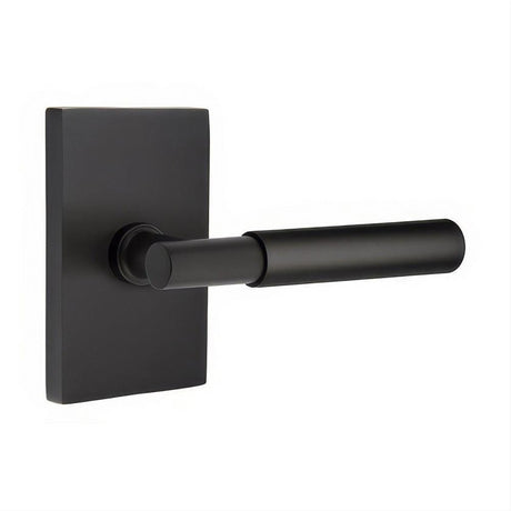 Emtek 5212MYLUS19RH 5212MYLUSRH Myles Lever Right Hand 2-3/8" Backset Privacy With Modern Rectangular Rose Flat Black