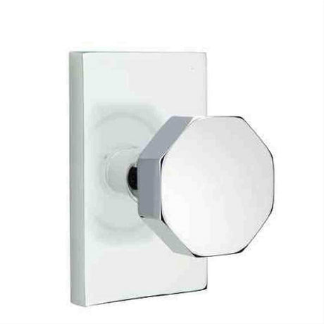 Emtek 5212OCTUS15 Knob 2-3/8" Backset Privacy with Modern Rectangular Rose for 1-3/8" to 2" Door - Reversible Satin Nickel