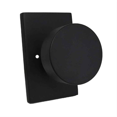 Emtek 5212ROUUS19.RLS Knob 2-3/8" Backset with Radius Latch Strike Privacy with Modern Rectangular Rose for 1-1/4" to 2" Door Flat Black