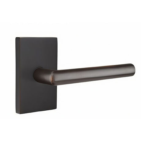 Emtek 5212STUUS10BRH 5212STUUSRH Stuttgart Lever Right Hand 2-3/8" Backset Privacy With Modern Rectangular Rose Oil Rubbed Bronze