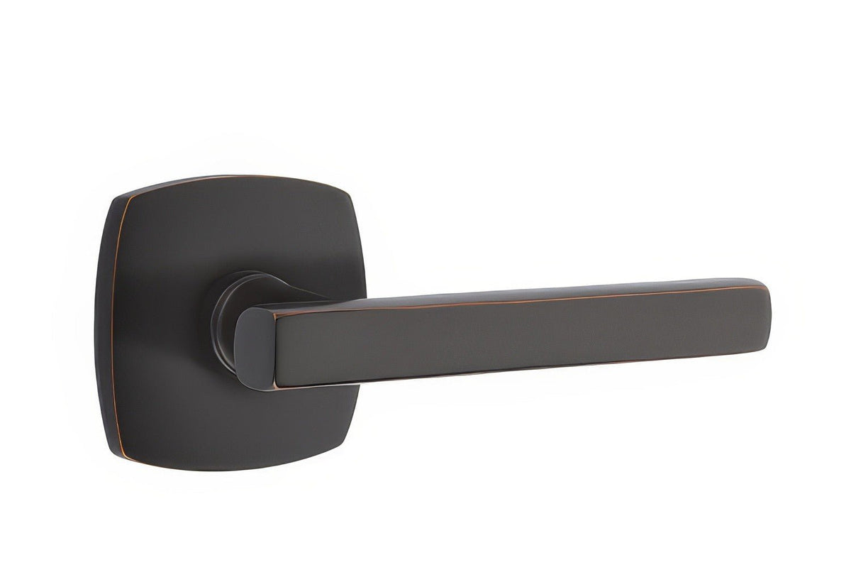 Emtek 5316FRLUS10BRH 5316FRLUSRH Freestone Lever Right Hand 2-3/8" Backset Passage with Urban Modern Rose Oil Rubbed Bronze
