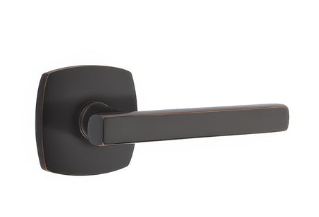 Emtek 5316FRLUS10BRH 5316FRLUSRH Freestone Lever Right Hand 2-3/8" Backset Passage with Urban Modern Rose Oil Rubbed Bronze