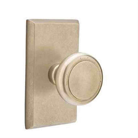 Emtek 7104BUTWB Knob 2-3/8" Backset Passage with Style # 3 Rose for 1-3/8" to 2" Door - Reversible Tumbled White Bronze