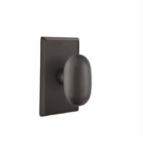 Emtek 7104BZEGFB Bronze Egg Knob 2-3/8" Backset Passage with Style # 3 Rose for 1-3/8" to 2" Door - Reversible Flat Black Bronze
