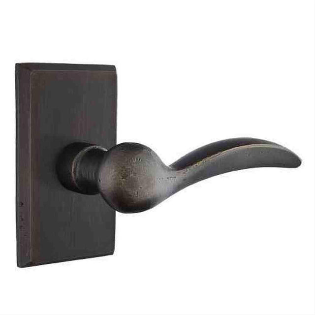 Emtek 7104DMBRH Lever Right Hand 2-3/8" Backset Passage with Style # 3 Rose for 1-3/8" to 2" Door Medium Bronze