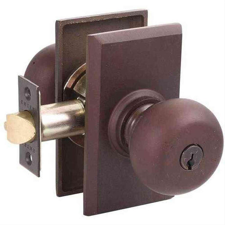 Emtek 7104WCMB Knob 2-3/8" Backset Passage with Style # 3 Rose for 1-3/8" to 2" Door - Reversible Medium Bronze