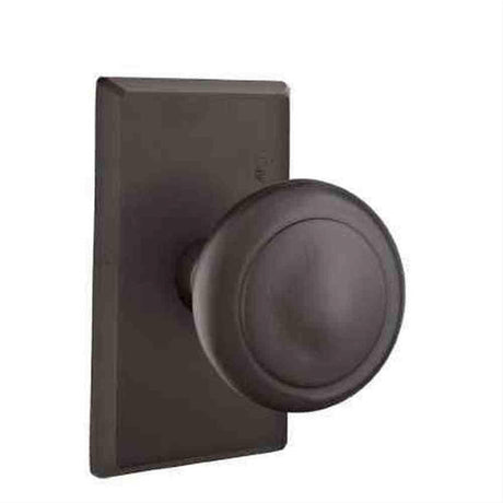 Emtek 7204BUFB Knob 2-3/8" Backset Privacy with Style # 3 Rose for 1-3/8" to 2" Door - Reversible Flat Black Bronze