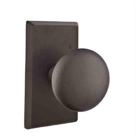 Emtek 7204WCFB Knob 2-3/8" Backset Privacy with Style # 3 Rose for 1-3/8" to 2" Door - Reversible Flat Black Bronze