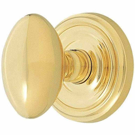 Emtek 8100EUS3 Egg Knob 2-3/8" Backset Passage with Regular Rose for 1-1/4" to 2" Door Polished Brass Lifetime Finish