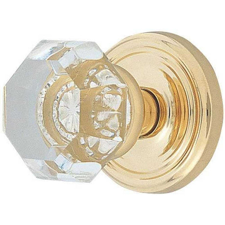 Emtek Town Glass Knob 2-3/8" Backset Passage with Regular Rose for 1-1/4" to 2" Door - Reversible in Polished Brass Lifetime