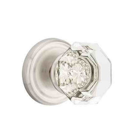 Emtek Town Glass Knob 2-3/8" Backset Passage with Regular Rose for 1-1/4" to 2" Door - Reversible in Satin Nickel