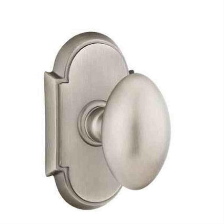 Emtek 8108EUS15 Knob 2-3/8" Backset Passage with # 8 Rose for 1-1/4" to 2" Door - Reversible Satin Nickel