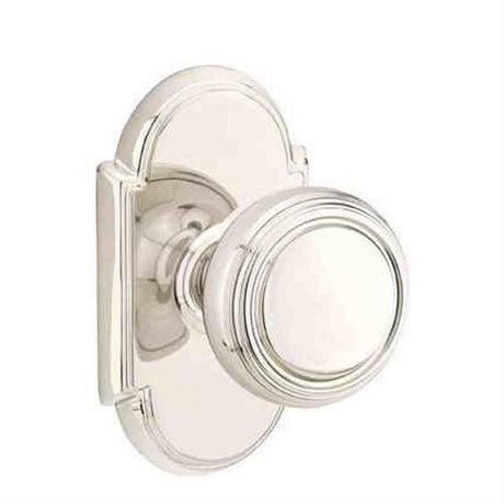 Emtek 8108NWUS14 Knob 2-3/8" Backset Passage with # 8 Rose for 1-1/4" to 2" Door - Reversible Polished Nickel Lifetime
