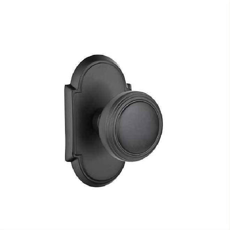 Emtek 8108NWUS19 Knob 2-3/8" Backset Passage with # 8 Rose for 1-1/4" to 2" Door - Reversible Flat Black
