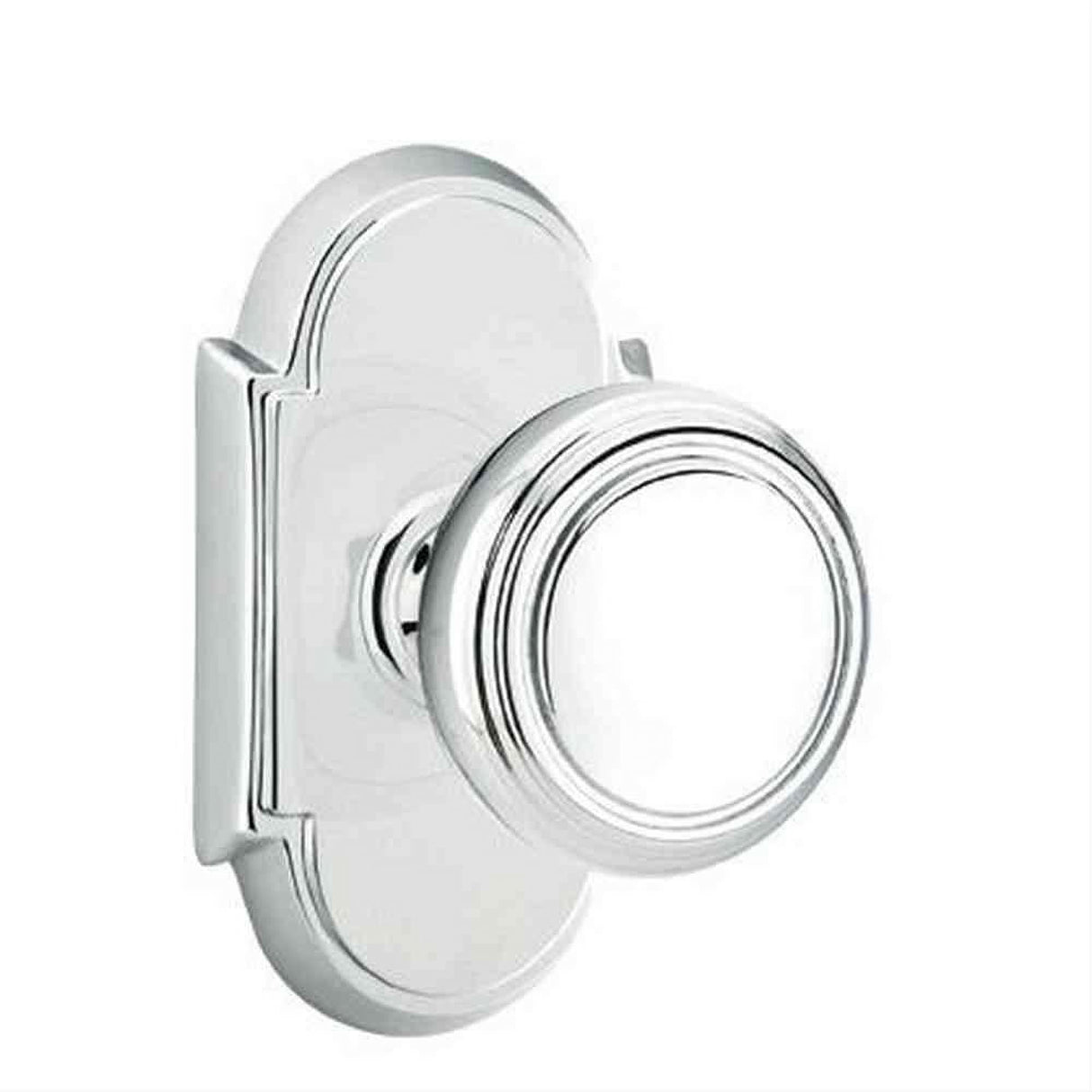 Emtek 8108NWUS19XUS14 Knob 2-3/8" Backset Passage with # 8 Rose for 1-1/4" to 2" Door - Reversible Flat Black by Polished Nickel Lifetime