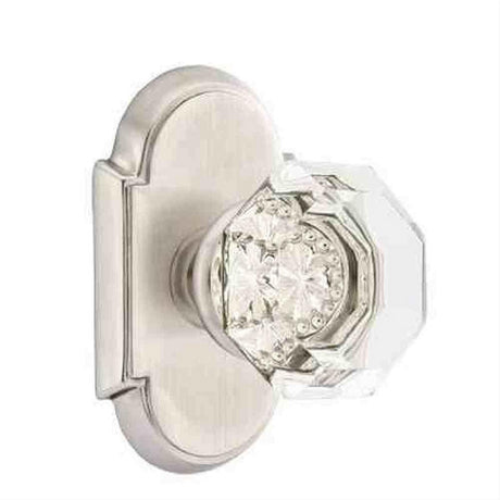Emtek 8108OTUS15 Town Glass Knob 2-3/8" Backset Passage with # 8 Rose for 1-1/4" to 2" Door - Reversible Satin Nickel
