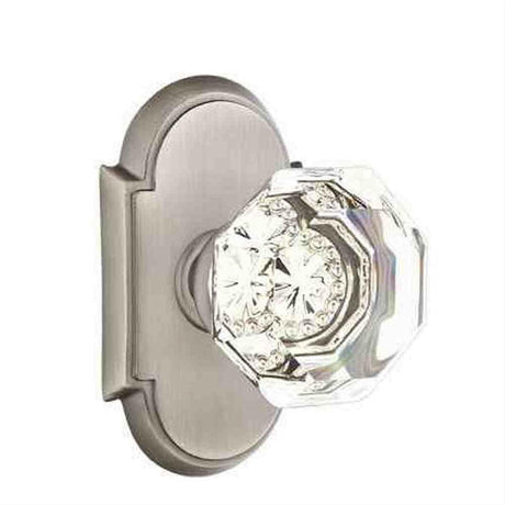 Emtek 8108OTUS15A Town Glass Knob 2-3/8" Backset Passage with # 8 Rose for 1-1/4" to 2" Door - Reversible Pewter