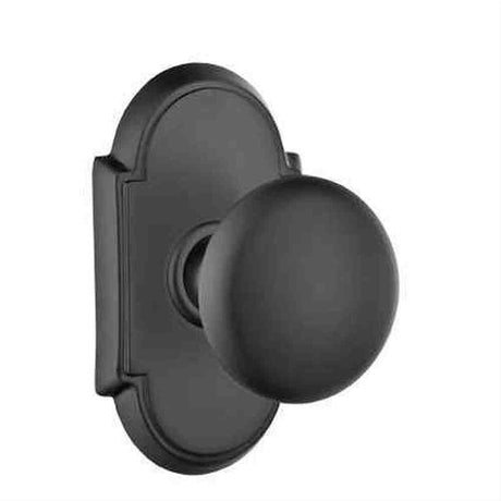 Emtek 8108PUS19 Knob 2-3/8" Backset Passage with # 8 Rose for 1-1/4" to 2" Door - Reversible Flat Black