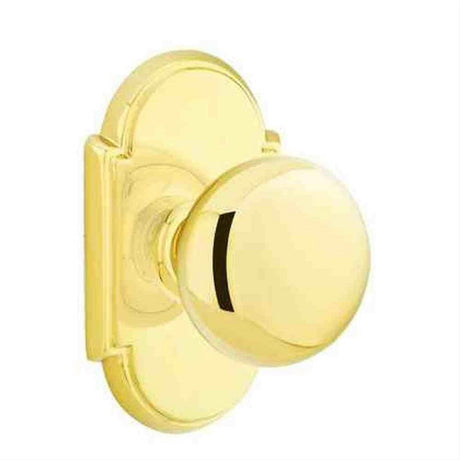Emtek 8108PUS3 Knob 2-3/8" Backset Passage with # 8 Rose for 1-1/4" to 2" Door - Reversible Polished Brass Lifetime