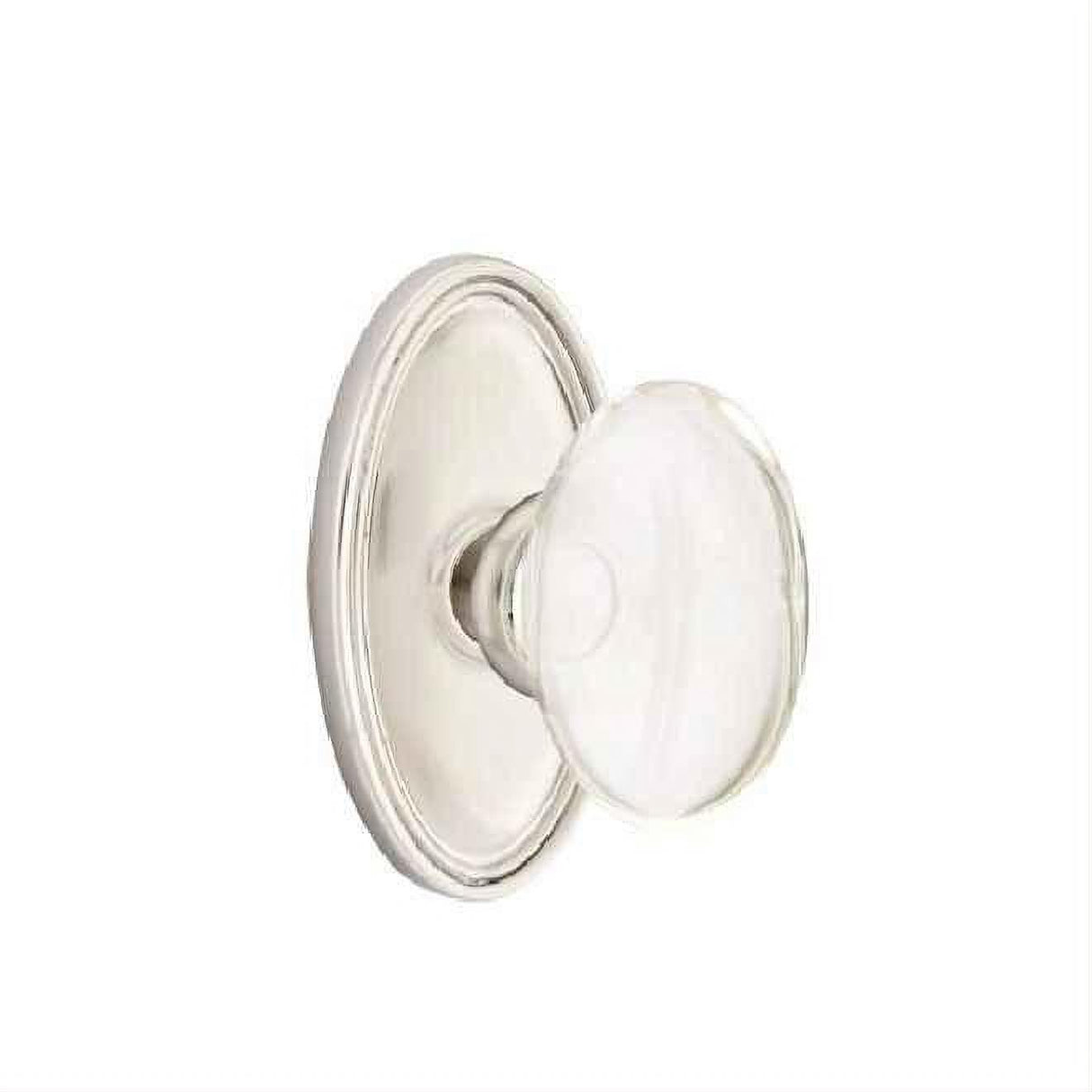 Emtek 8120HTUS15 Glass Knob 2-3/8" Backset Passage with Oval Rose for 1-1/4" to 2" Door - Reversible Satin Nickel