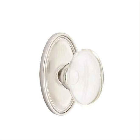 Emtek 8120HTUS15 Glass Knob 2-3/8" Backset Passage with Oval Rose for 1-1/4" to 2" Door - Reversible Satin Nickel