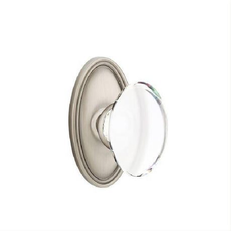 Emtek 8120HTUS15A Glass Knob 2-3/8" Backset Passage with Oval Rose for 1-1/4" to 2" Door - Reversible Pewter