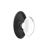Emtek 8120HTUS19 Glass Knob 2-3/8" Backset Passage with Oval Rose for 1-1/4" to 2" Door - Reversible Flat Black