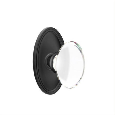 Emtek 8120HTUS19 Glass Knob 2-3/8" Backset Passage with Oval Rose for 1-1/4" to 2" Door - Reversible Flat Black