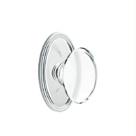 Emtek 8120HTUS26 Glass Knob 2-3/8" Backset Passage with Oval Rose for 1-1/4" to 2" Door - Reversible Polished Chrome