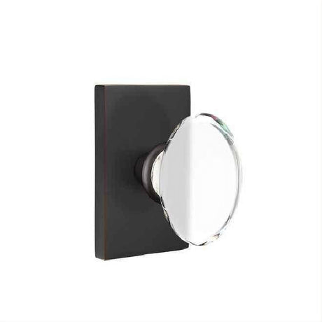 Emtek 8121HTUS10B Glass Knob 2-3/8" Backset Passage with Rectangular Rose for 1-1/4" to 2" Door - Reversible Oil Rubbed Bronze