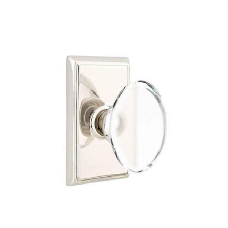 Emtek 8121HTUS14 Glass Knob 2-3/8" Backset Passage with Rectangular Rose for 1-1/4" to 2" Door - Reversible Polished Nickel Lifetime