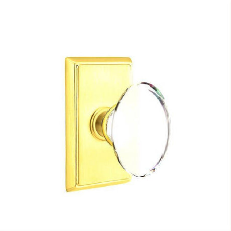 Emtek 8121HTUS3 Glass Knob 2-3/8" Backset Passage with Rectangular Rose for 1-1/4" to 2" Door - Reversible Polished Brass Lifetime