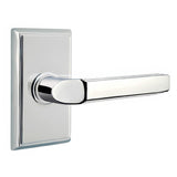 Emtek 8121MUS26RH 8121MUSRH Milano Lever Right Hand 2-3/8" Backset Passage With Rectangular Rose Polished Chrome