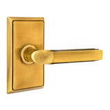 Emtek 8121MUS7LH 8121MUSLH Milano Lever Left Hand 2-3/8" Backset Passage With Rectangular Rose French Antique Brass