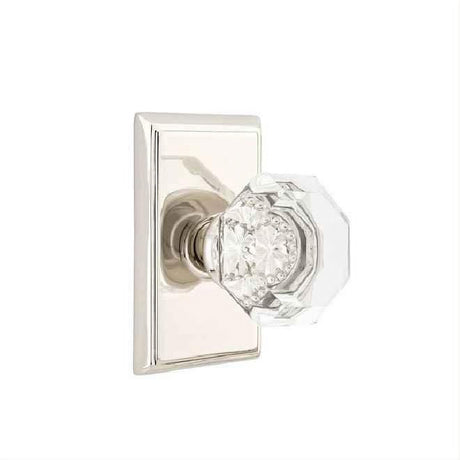 Emtek 8121OTUS14 8121OTUS Town Glass Knob Passage with Rectangular Rose Polished Nickel Lifetime