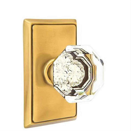 Emtek 8121OTUS7 8121OTUS Town Glass Knob Passage with Rectangular Rose French Antique Brass