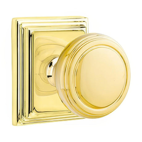 Emtek 8161NWUS3NL 8161NWUS Norwich Knob 2-3/8" Backset Passage with Wilshire Rose Unlacquered Brass